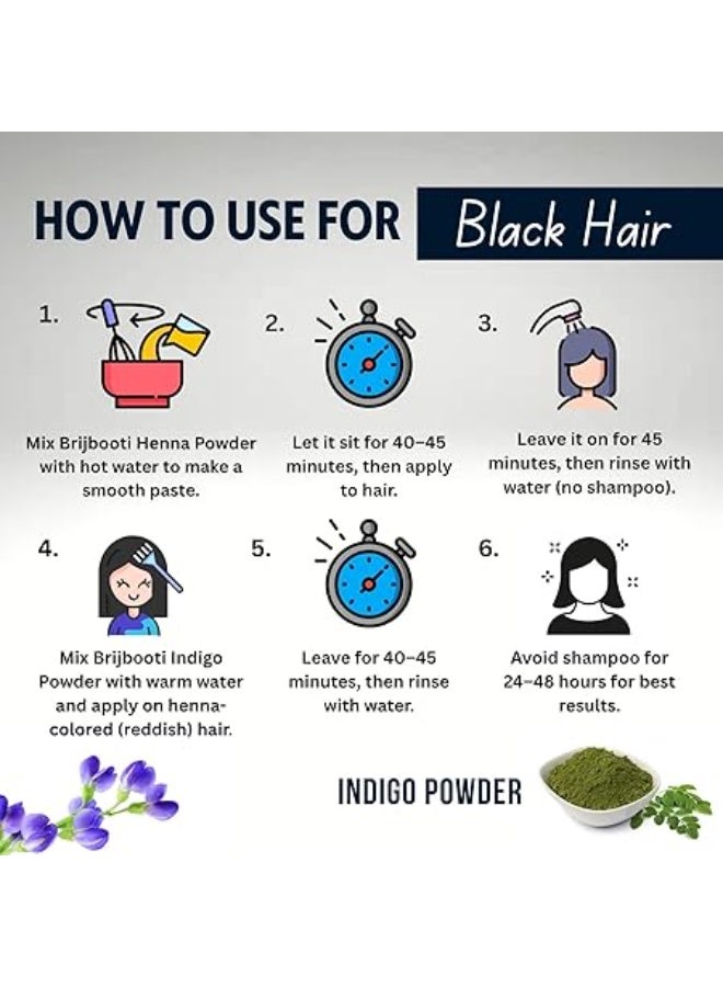 Brijbooti Organic Indigo Powder for Black Hair (200 Gr) | Herbal Indigo Powder for Natural Hair Coloring | Neela Amari, Neel Patti, Neela, Neelamari - Image 4